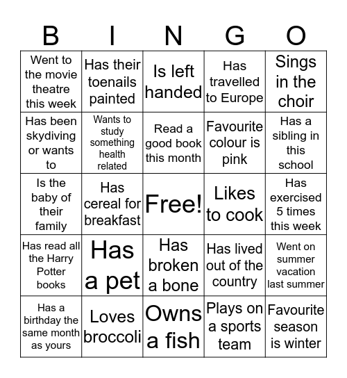 Find Someone Who... Bingo Card