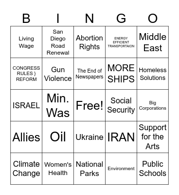 Democrat Bingo 2024 Bingo Card