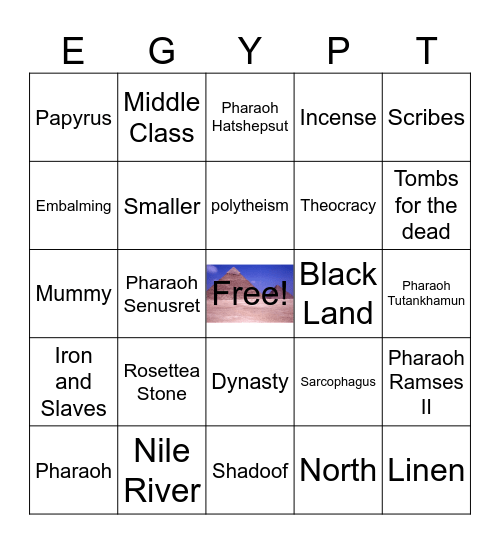 Ancient Egypt Review Bingo Card
