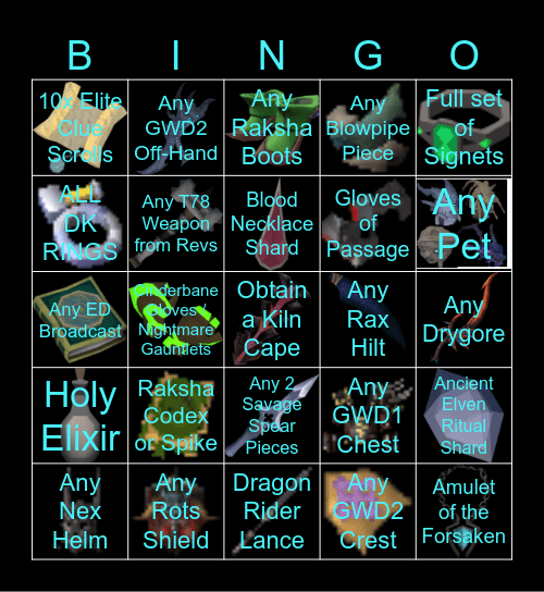 Runescape 3 Bingo Card