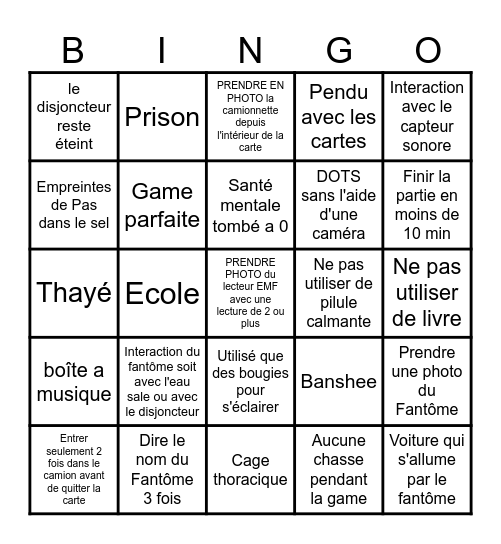 Bingo Phasmo Bingo Card