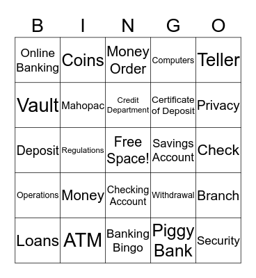 Banking Bingo Card