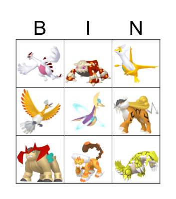 shiny legendary pokemon Bingo Card