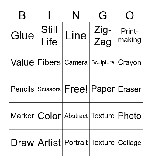 Art Bingo Card