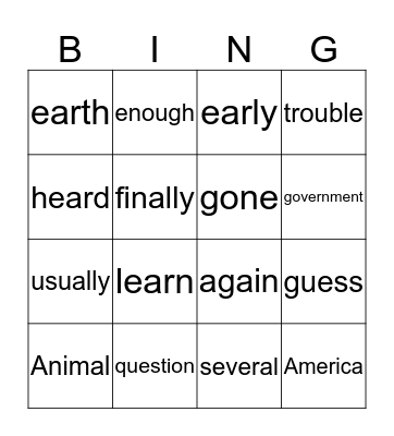 sight words 66-75 Bingo Card