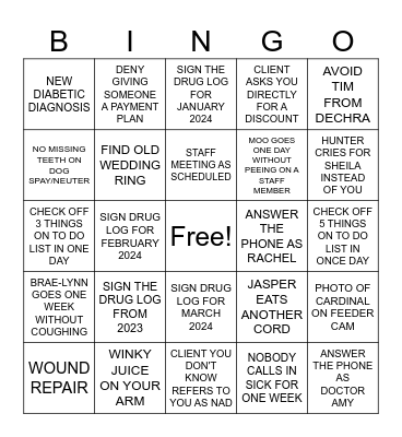 NAD'S PERSONALIZED BINGO Card