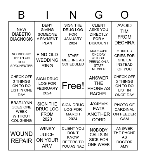 NAD'S PERSONALIZED BINGO Card