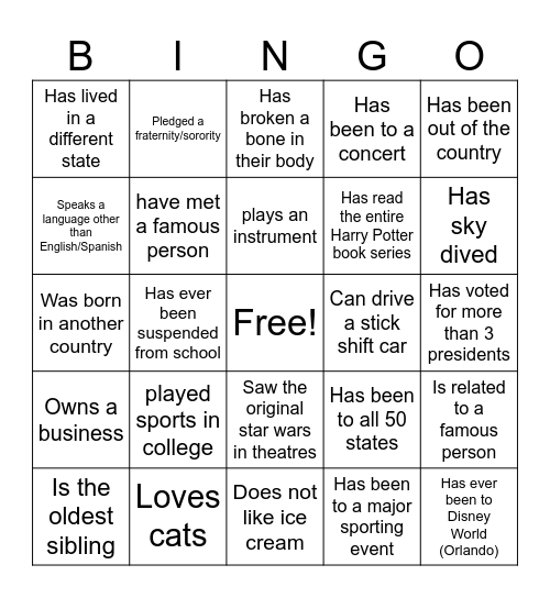 Kindness Challenge  Bingo Card