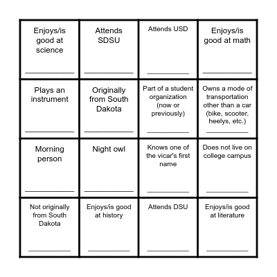 Bingo Mixer Bingo Card