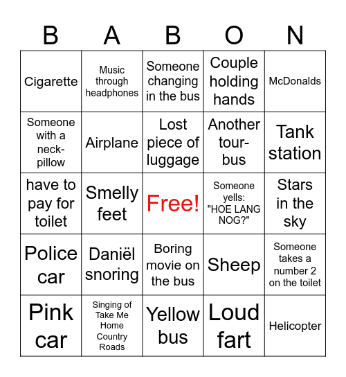 Babylon Ski Trip - Avoriaz Bingo! Bingo Card