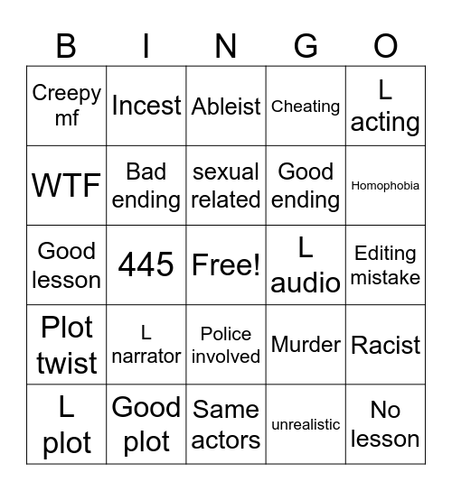 Tmro's Teachings Bingo Card