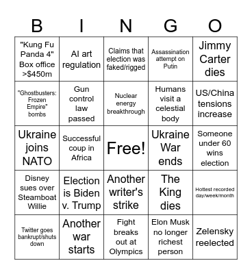 Ty's 2024 Bingo Card Bingo Card
