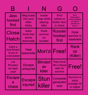 Drunk By Daylight Bingo Card