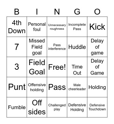 49ers vs Packers Bingo Card