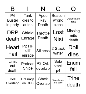 Skill Issue TEA Bingo Card