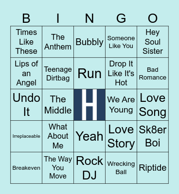 2000s Music Bingo Card