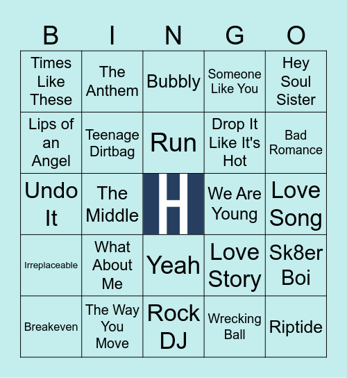 2000s Music Bingo Card
