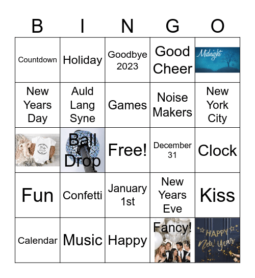 2024 New Year's Celebration Bingo Card