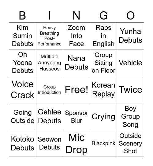 Final Universe Ticket Bingo Card