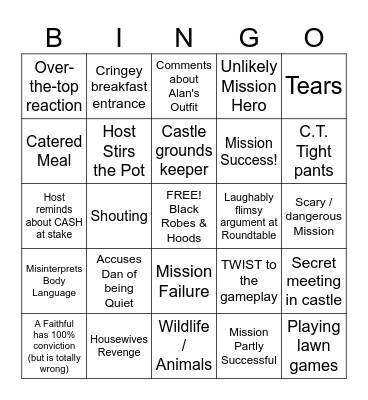 The Traitors US Bingo Card