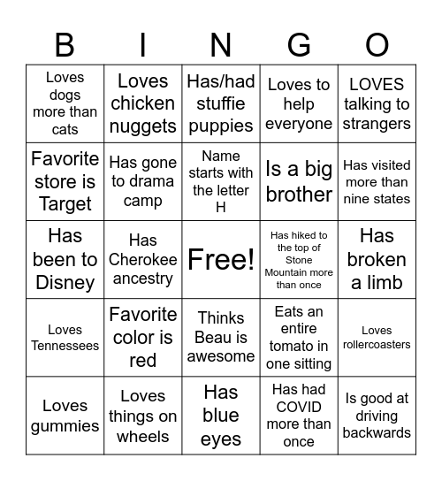 Hyke-o!!! Birthday Bingo Card