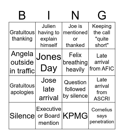 EDC Bingo Card