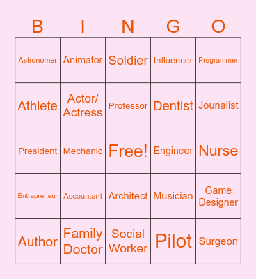 Career Bingo Card