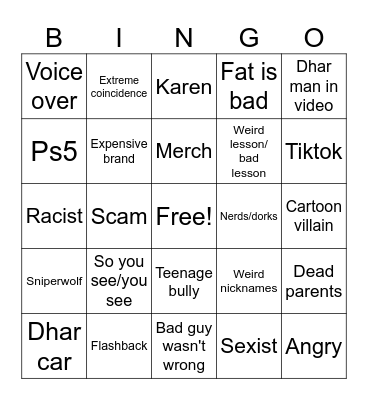 Dhar mann Bingo Card