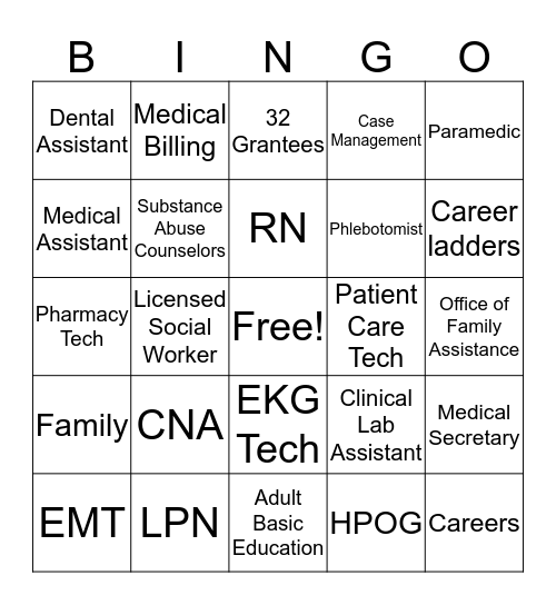 HPOG Bingo Game Bingo Card