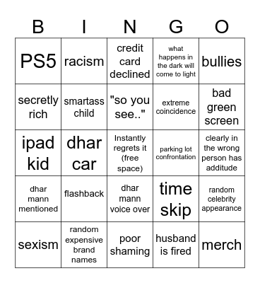 DHAR MANN BINGO >:) Bingo Card