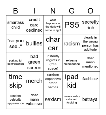 DHAR MANN BINGO >:) Bingo Card