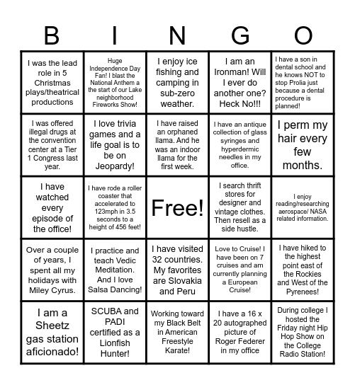 BONE Bingo Card