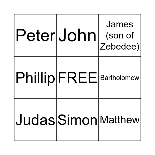 12 DISCIPLE BINGO Card