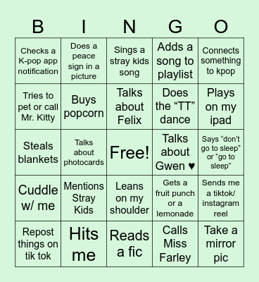 Ava Bingo! Bingo Card