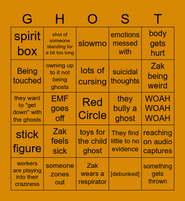 Ghost Adventures Bingo Card
