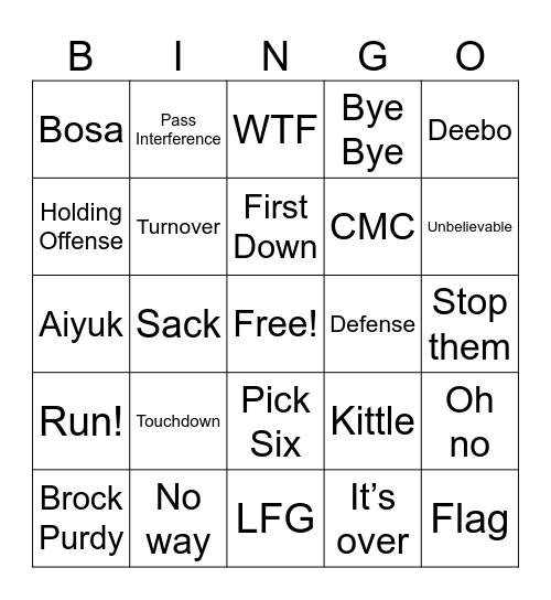 Niners Bingo! Bingo Card
