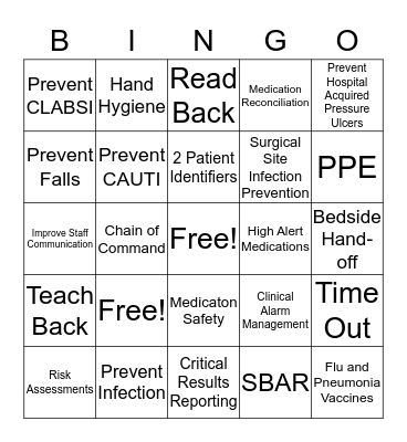 SAFETY BINGO Card