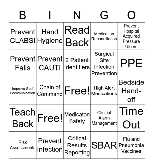 SAFETY BINGO Card