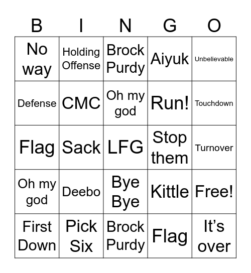 Niners Bingo! Bingo Card