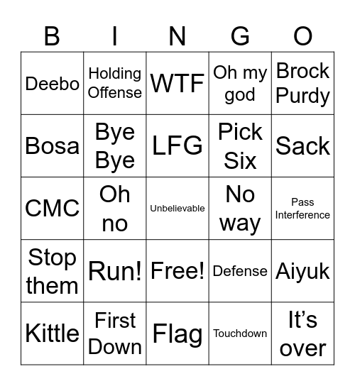 Niners Bingo! Bingo Card