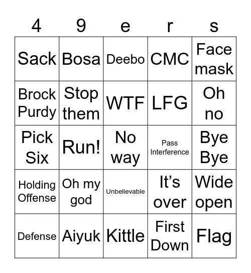 Niners Bingo! Bingo Card