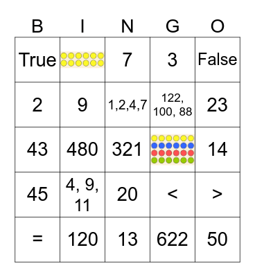 Year 7 Maths Bingo Card