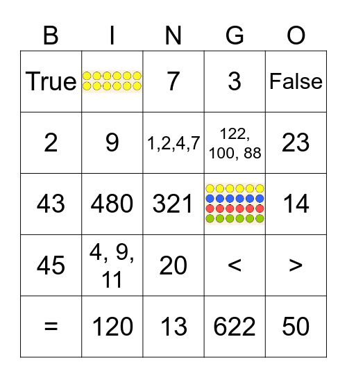 Year 7 Maths Bingo Card