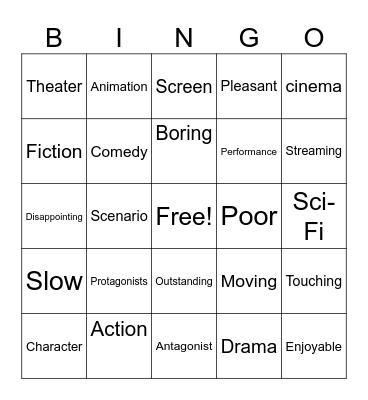 Movies Bingo Card