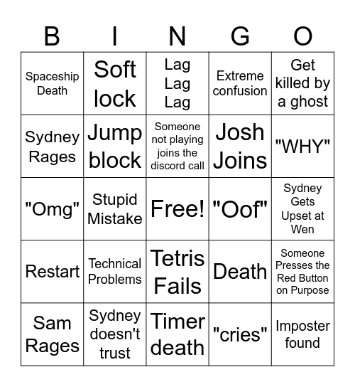 Pico Park Bingo Card