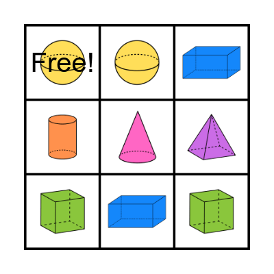 3D Shapes Bingo Card