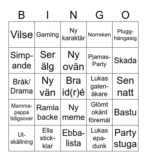Idreotiskt Bingo Card