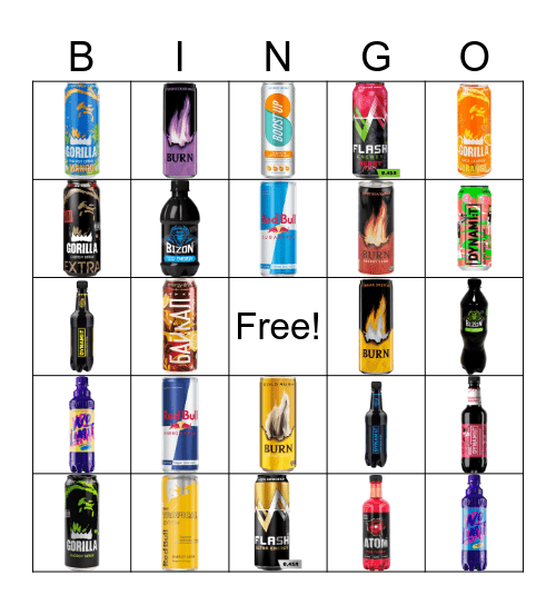 Energy drinks Bingo Card
