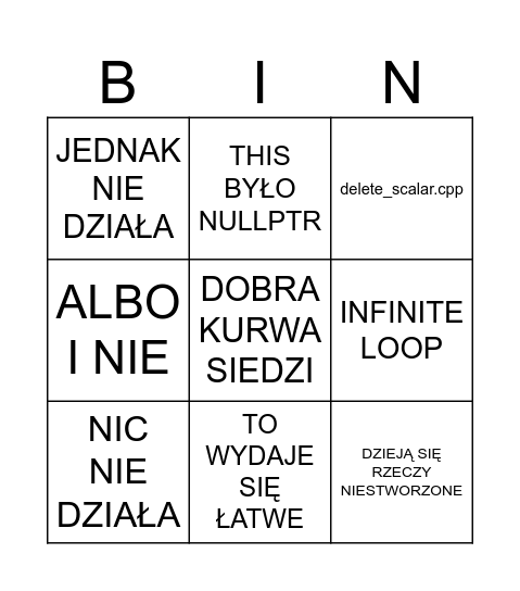 ALGO 2 BINGO Card