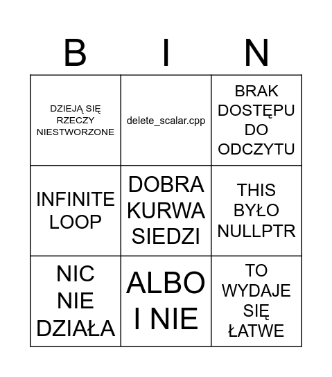 ALGO 2 BINGO Card